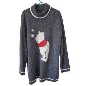 Vintage Disney Winnie The Pooh Gray Knit Sweater